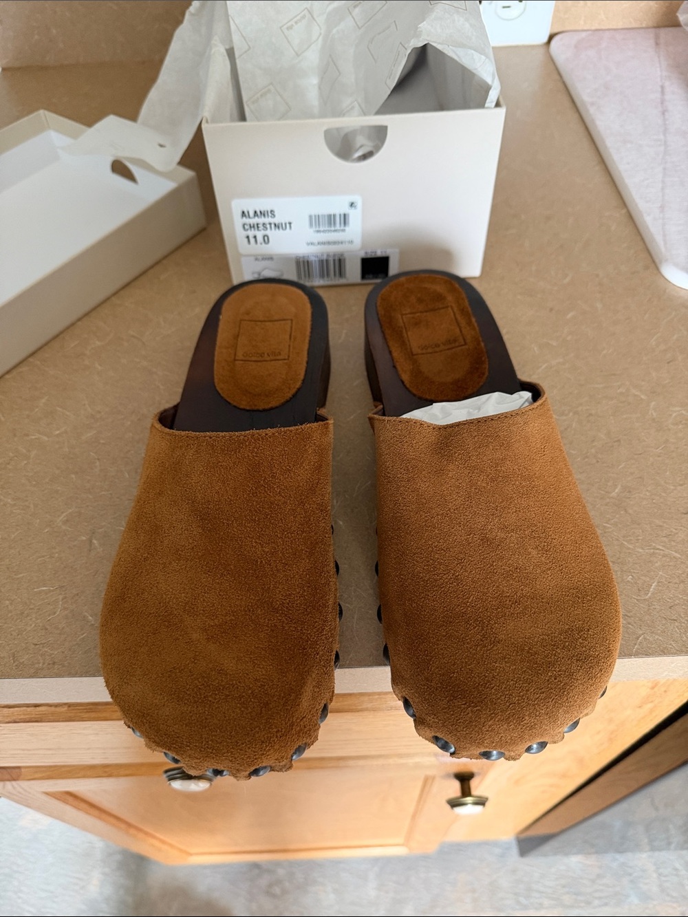 Dolce Vita Chestnut Suede Clog Mules - Picture 1 of 3